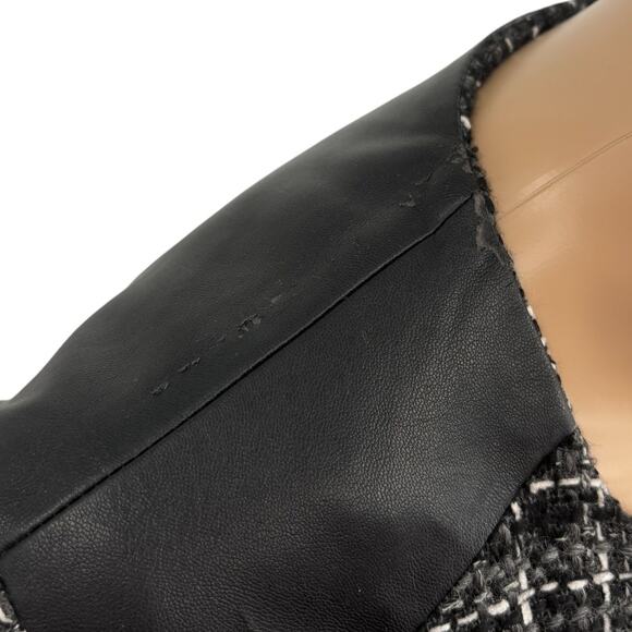 Zara Black Tweed Embellished Faux Leather Contrast Full Zip Coat - Picture 8 of 12